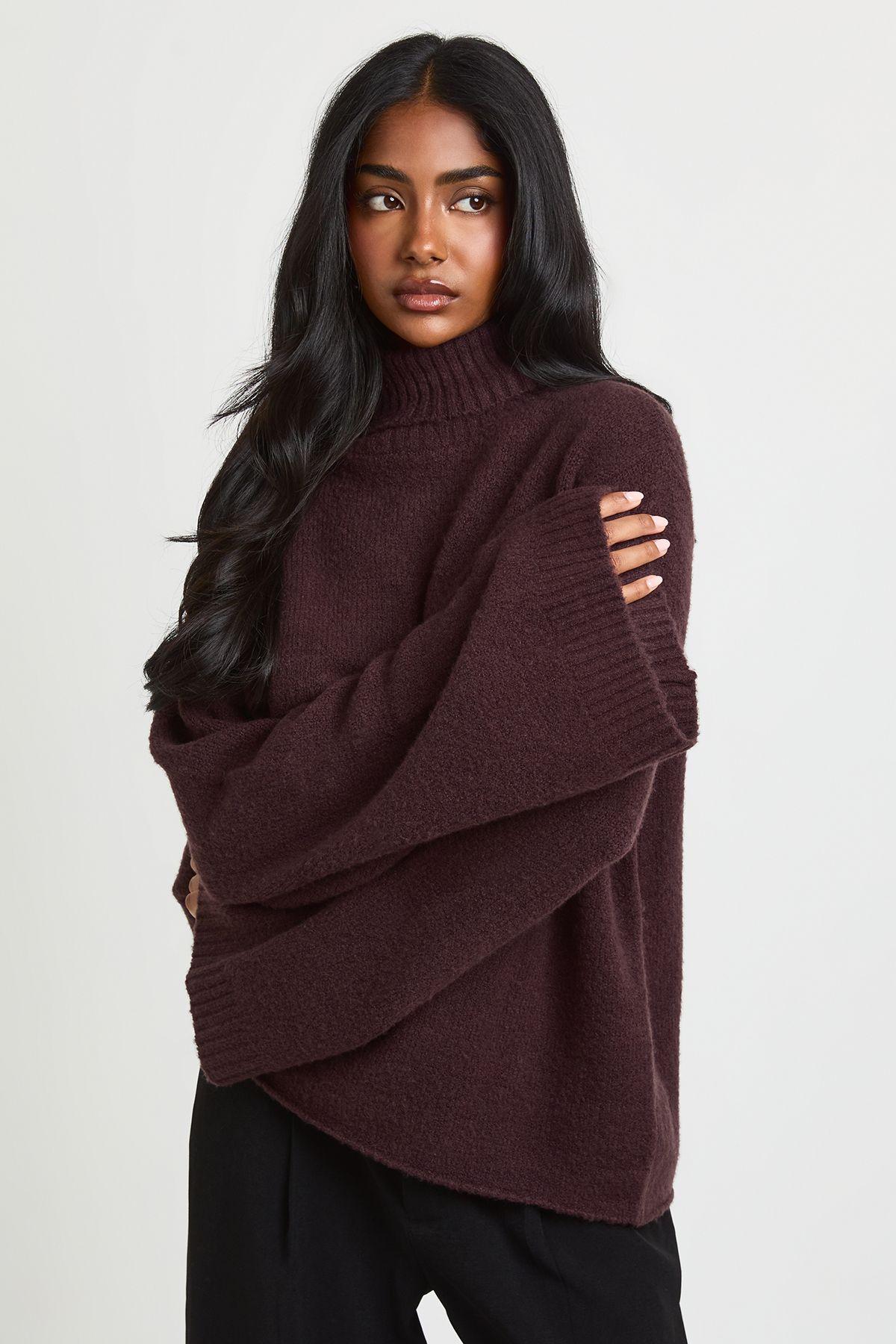 Super Soft Roll Neck Oversized Jumper by BOOHOO