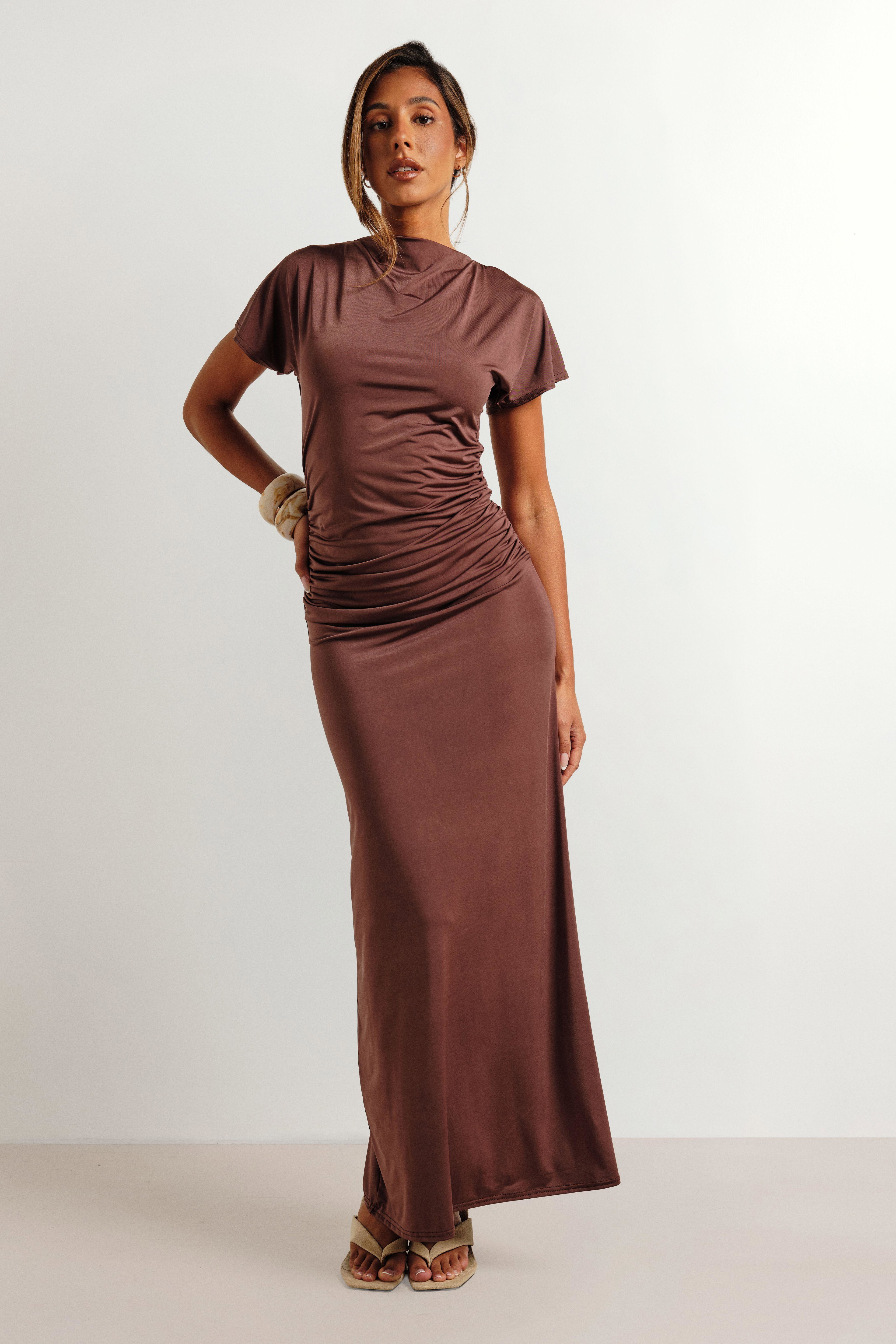 Super Soft Ruched Waist Midaxi Dress by BOOHOO
