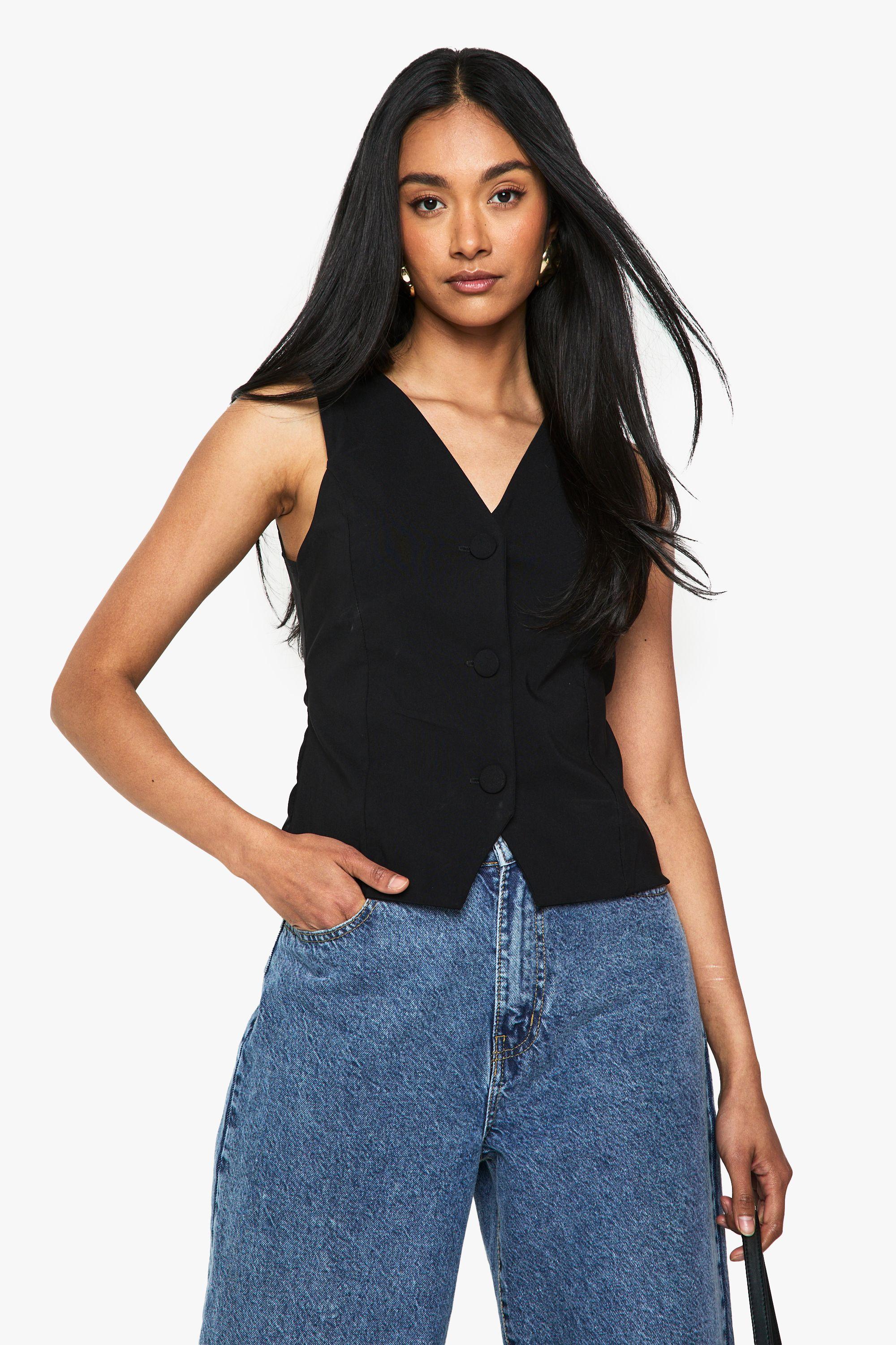 Super Stretch Button Waistcoat by BOOHOO