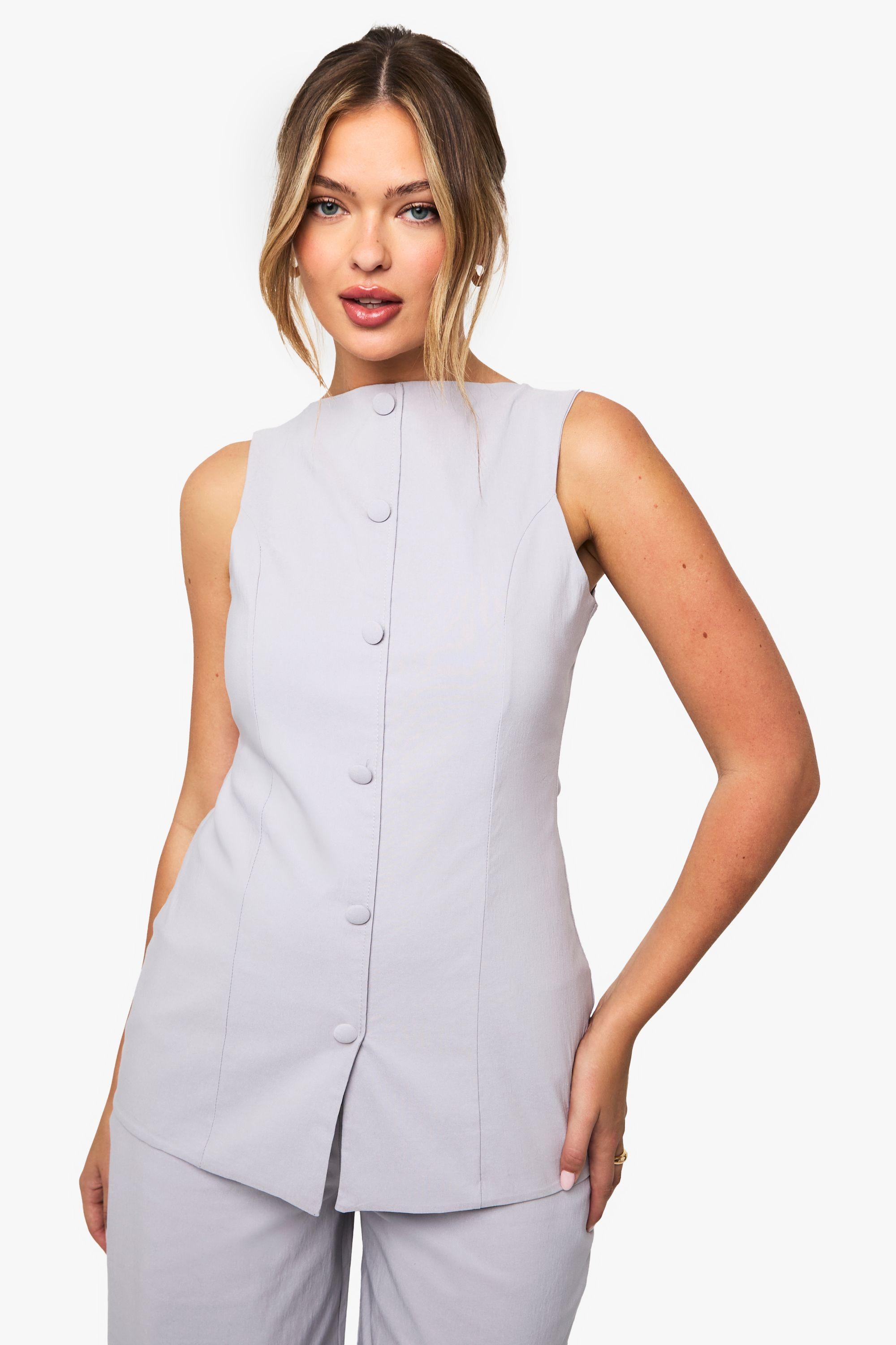 Super Stretch Fitted Longline Waistcoat by BOOHOO