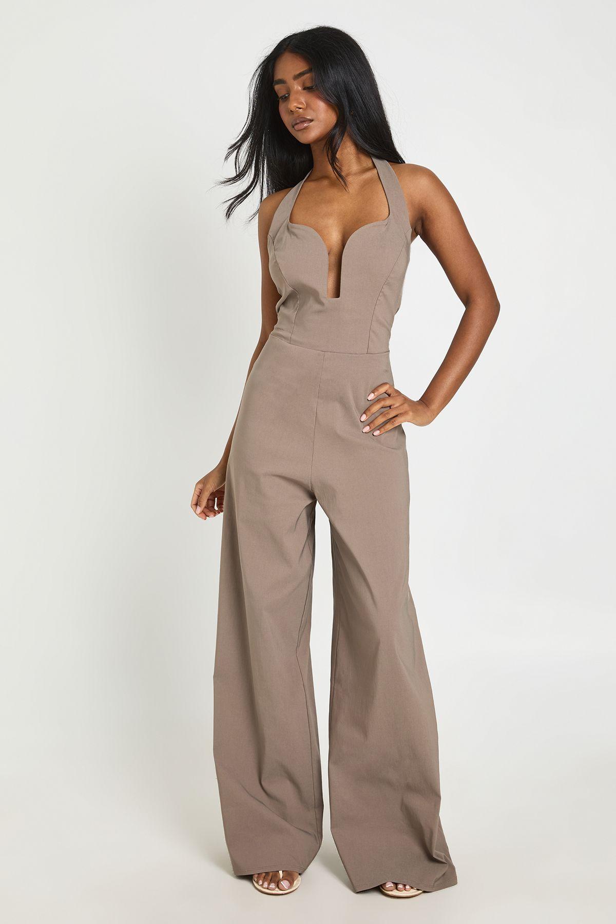 Sweetheart Halterneck Wide Leg Jumpsuit by BOOHOO