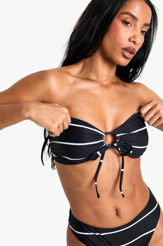 Swimwear Essentials Multiway Stripe Bandeau Bikini Top by BOOHOO