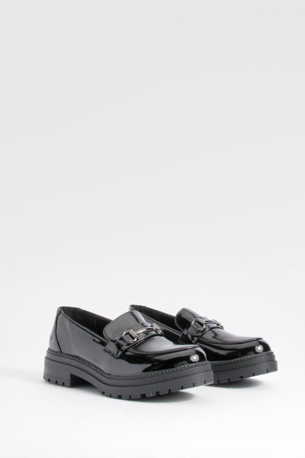 T Bar Chunky Patent Loafers by BOOHOO