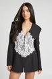 Tailored Contrast Lace Corset Overlay Blazer Dress by BOOHOO Tailored Contrast Lace Corset Overlay Blazer Dress by BOOHOO