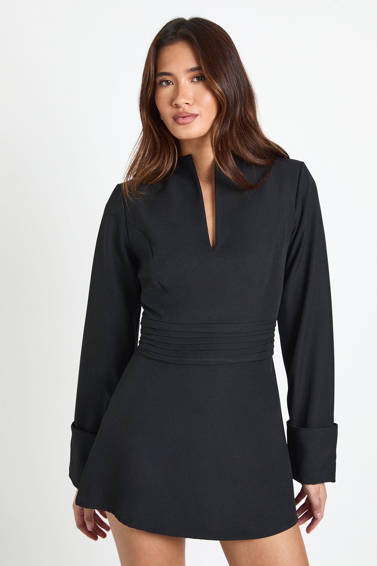 Tailored Long Sleeve Mini Dress by BOOHOO