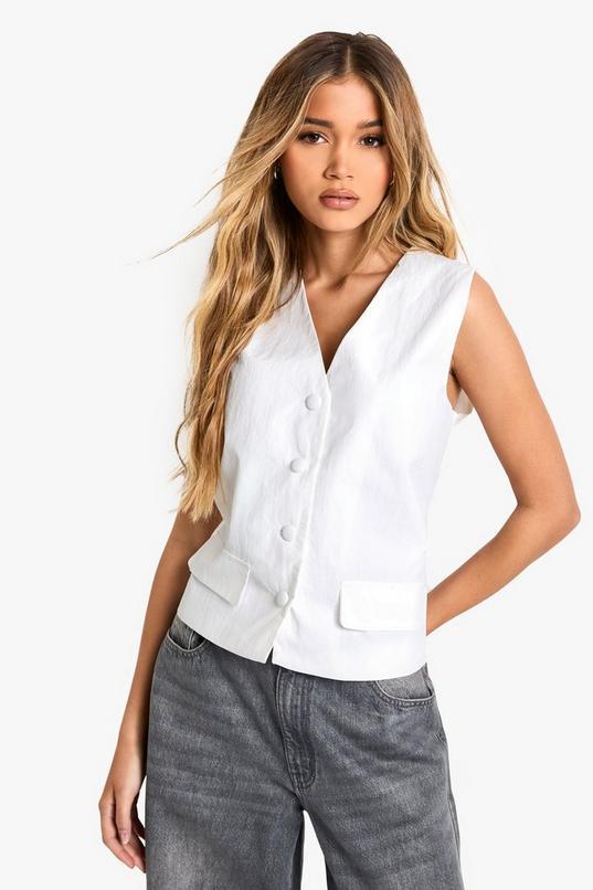 Tailored Nylon Button Waistcoat by BOOHOO