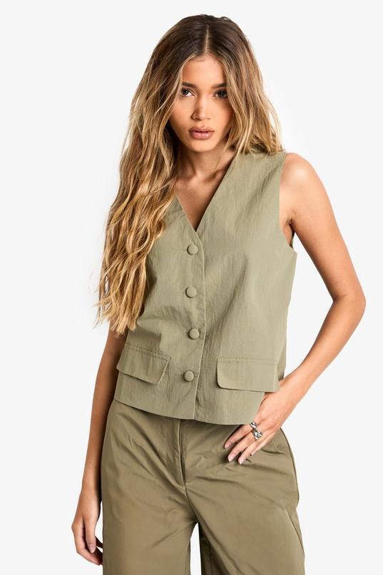 Tailored Nylon Button Waistcoat by BOOHOO
