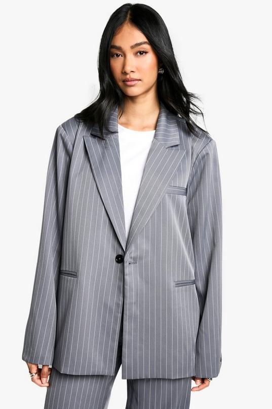 Tailored Pinstripe Oversized Blazer by BOOHOO