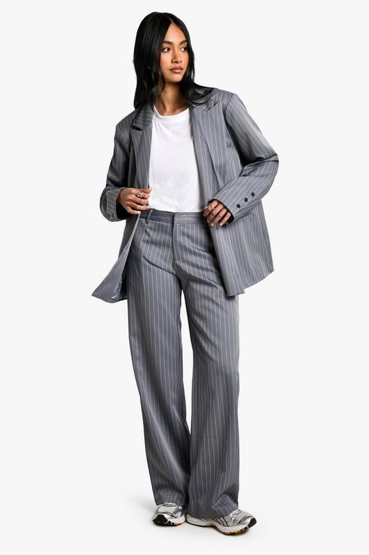 Tailored Pinstripe Pleated Front Straight Leg Trouser by BOOHOO