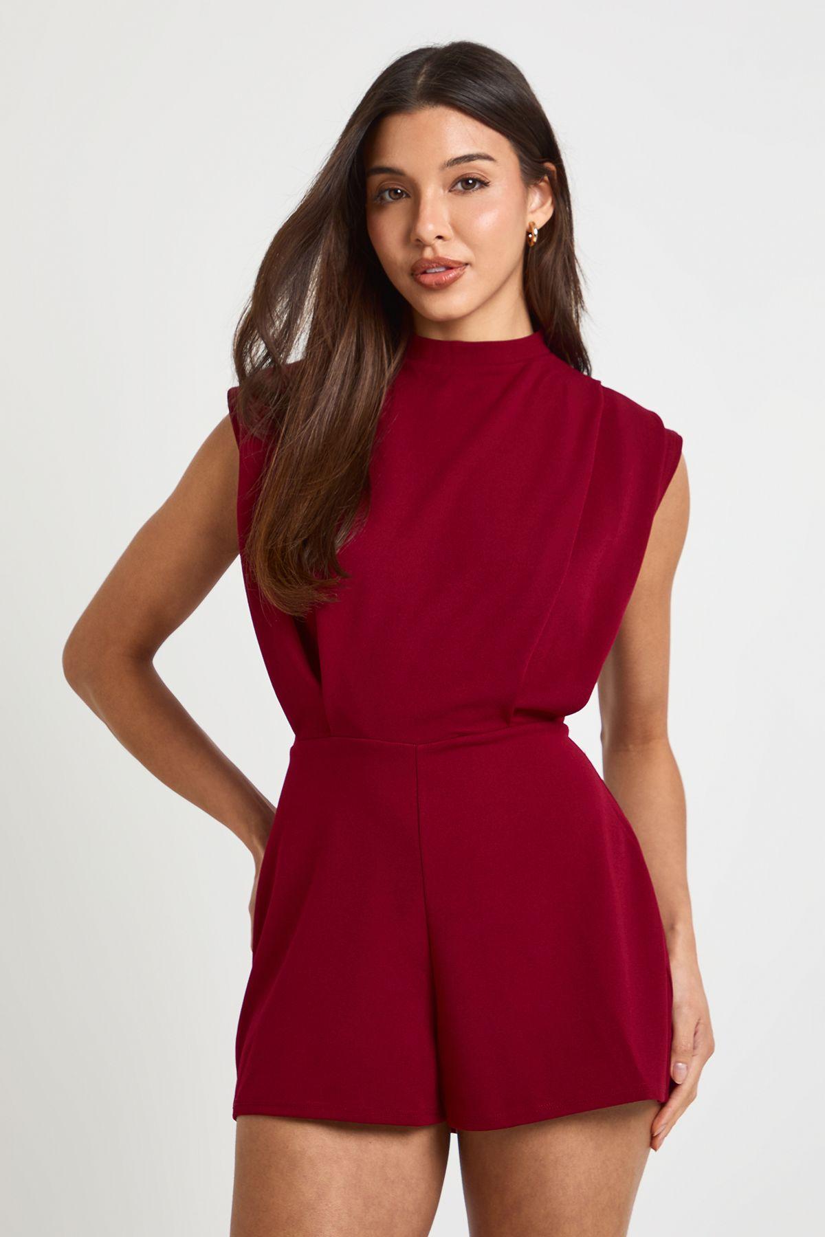 Tailored Pleat Detail Playsuit by BOOHOO