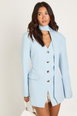 Tailored Scarf Detail Shoulder Pad Blazer Dress by BOOHOO Tailored Scarf Detail Shoulder Pad Blazer Dress by BOOHOO