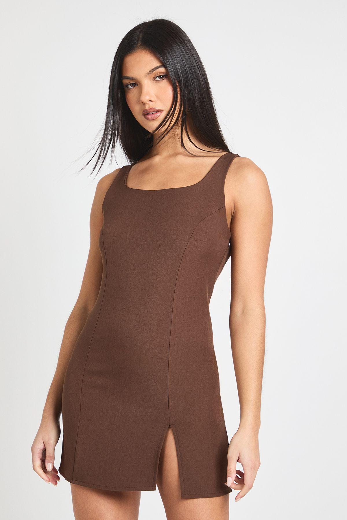 Tailored Square Neck Mini Dress by BOOHOO