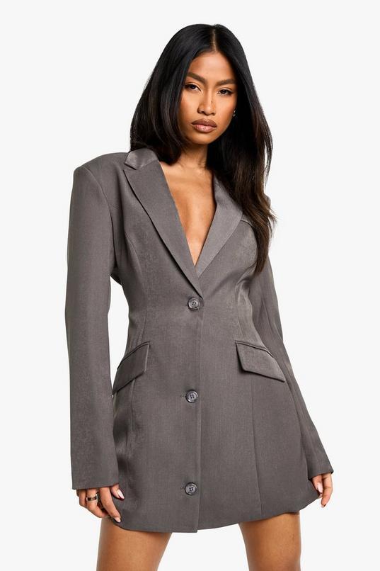 Tailored Structured Cinched Waist Blazer Dress by BOOHOO