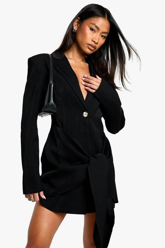 Tailored Structured Wrap Detail Blazer Dress by BOOHOO