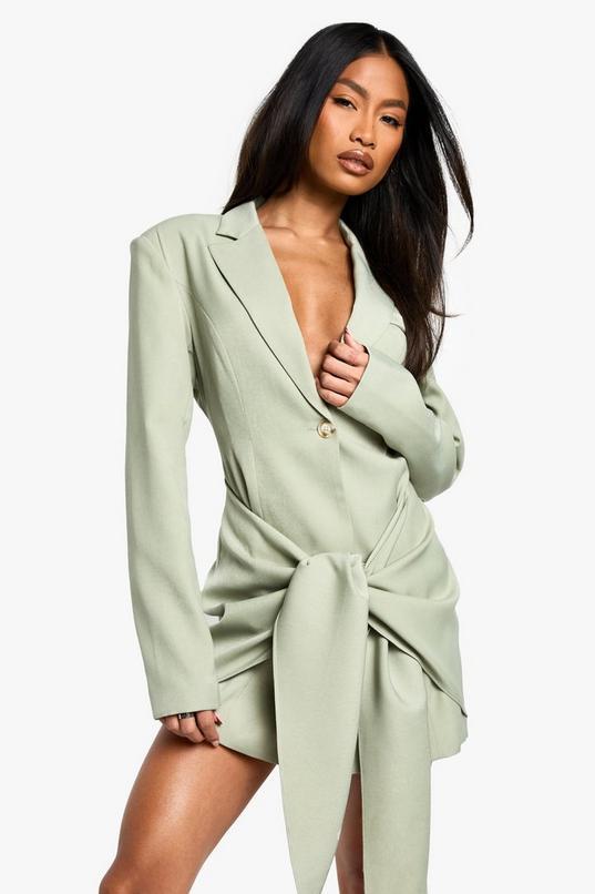 Tailored Structured Wrap Detail Blazer Dress by BOOHOO