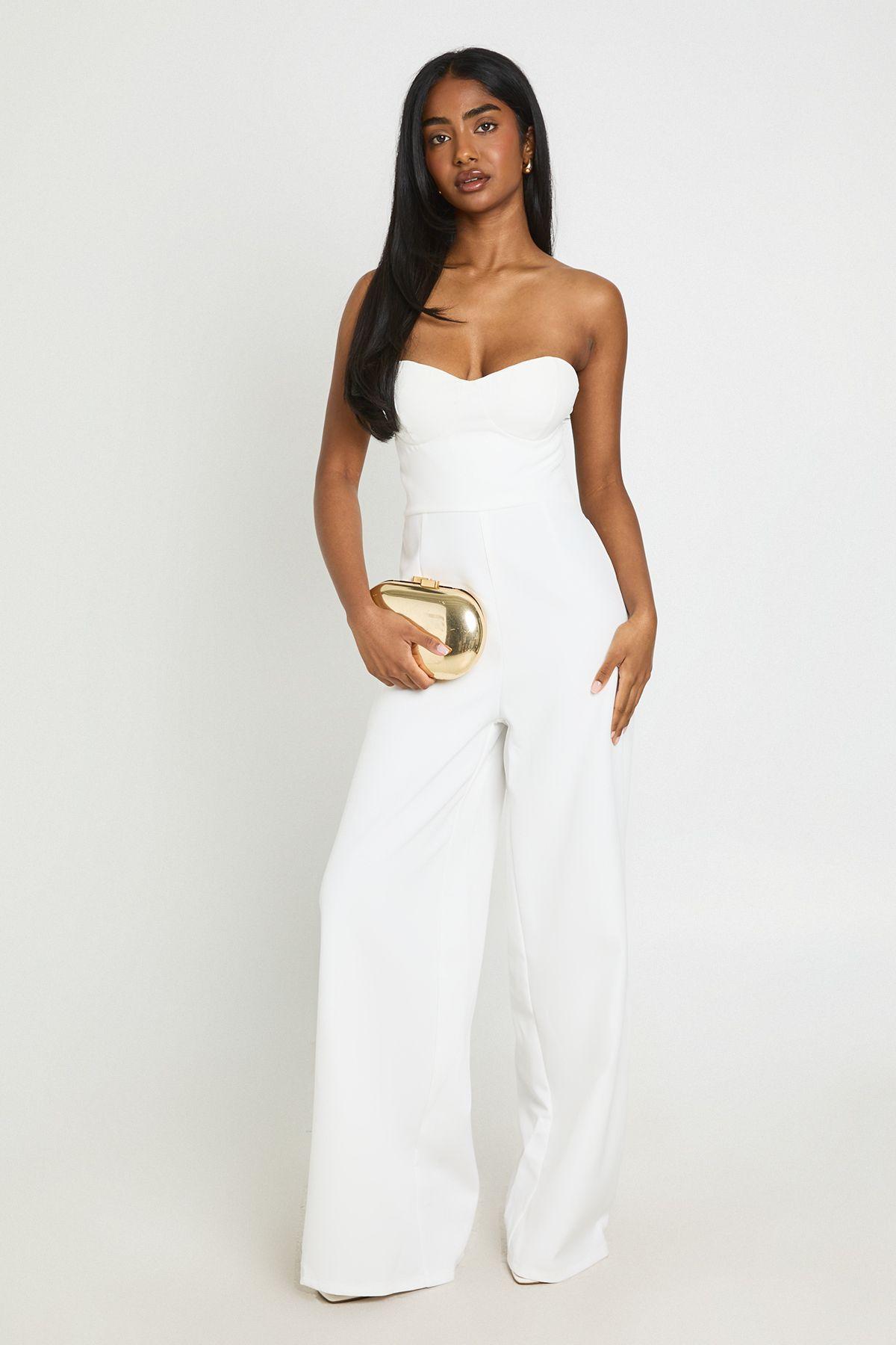 Tailored Sweetheart Bandeau Jumpsuit by BOOHOO