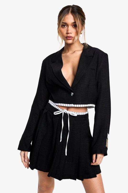 Tailored Woven Pleated Mini Skirt by BOOHOO