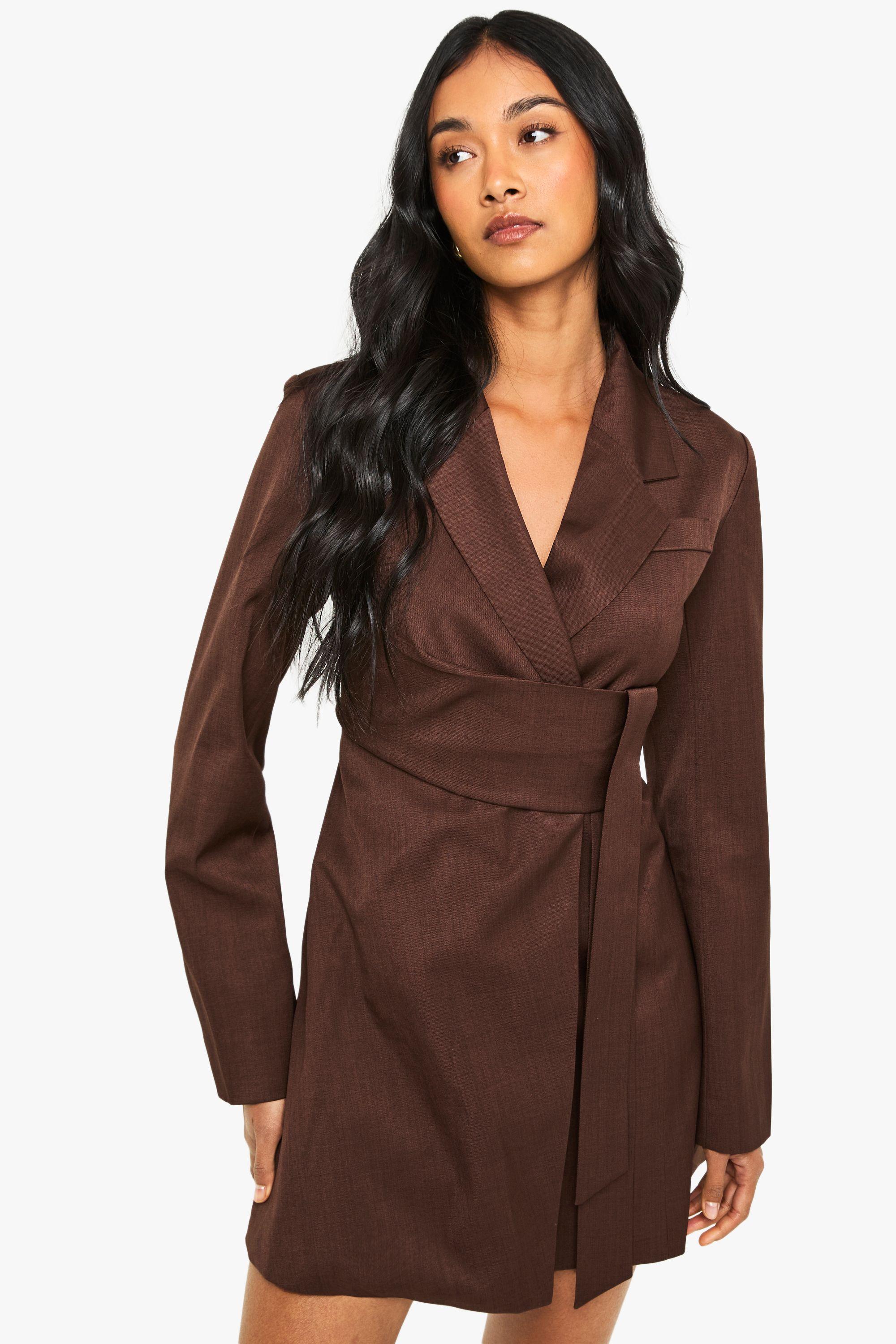 Tailored Wrap Detail Blazer Dress by BOOHOO