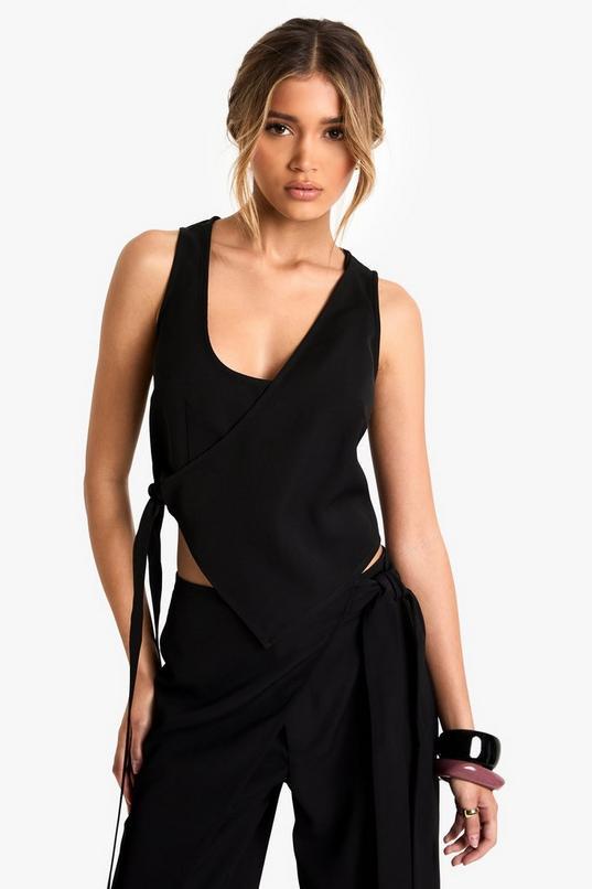 Tailored Wrap Detail Top by BOOHOO