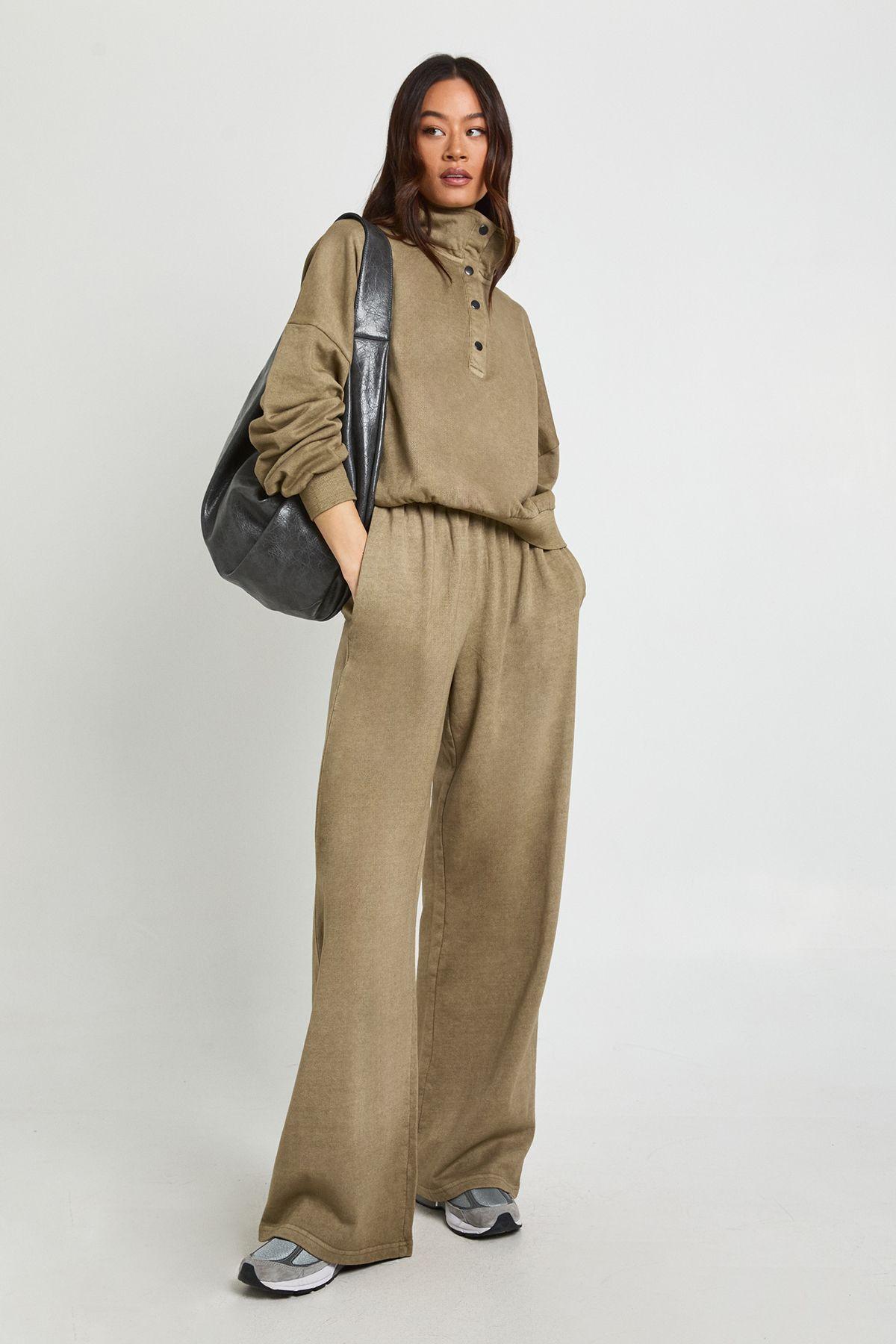 Tall Acid Wash Funnel Neck Straight Leg Tracksuit by BOOHOO