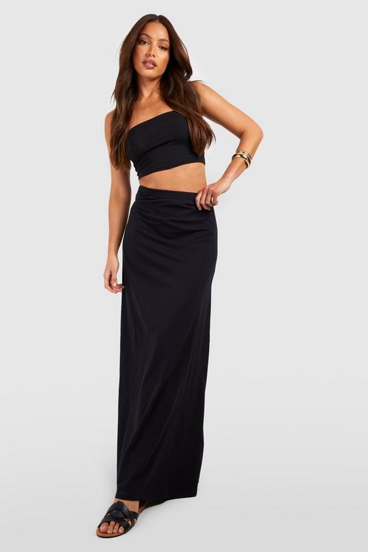 Tall Basic Cotton Blend Floor Sweeping Maxi Skirt by BOOHOO