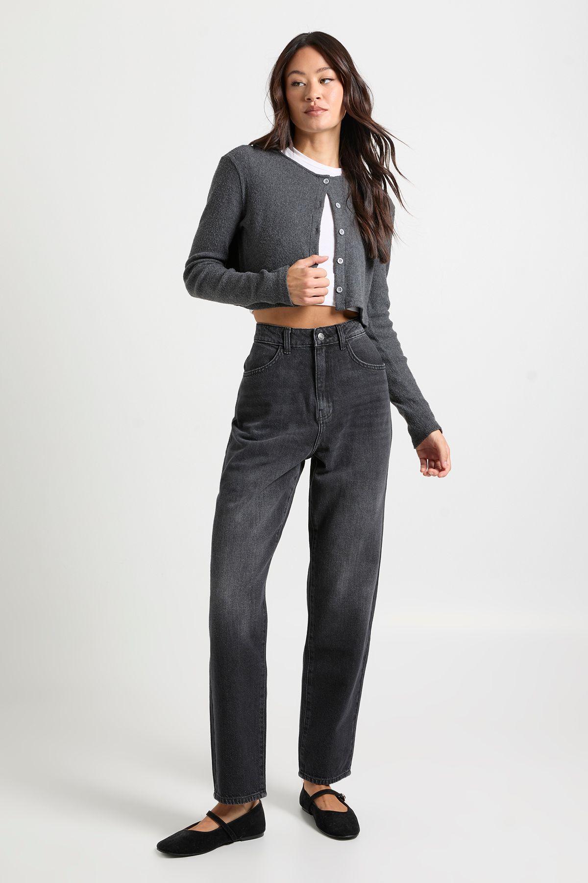 Tall Basics High Waist Mom Jean by BOOHOO