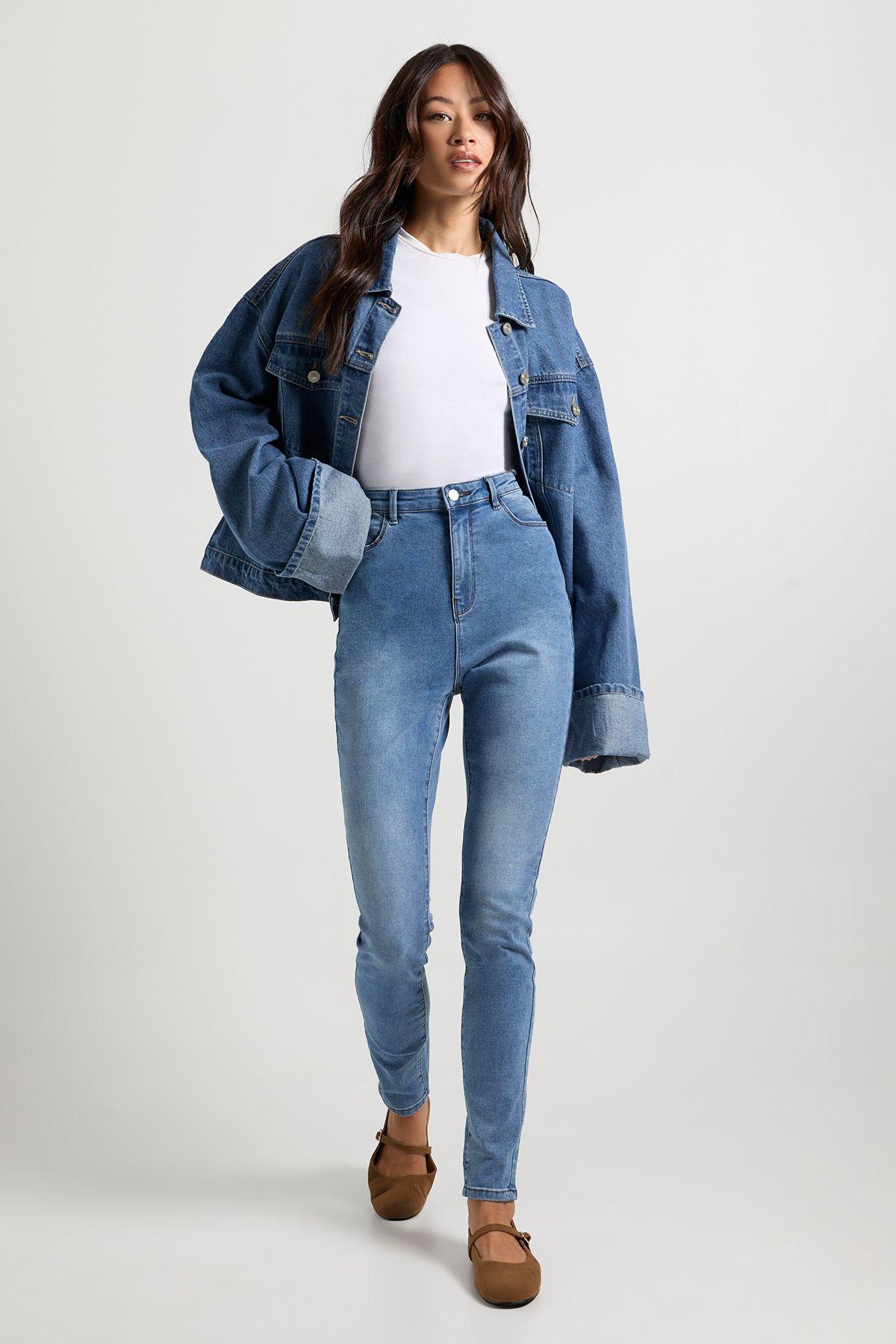 Tall Boohoo Basics High Waist Skinny Jean by BOOHOO