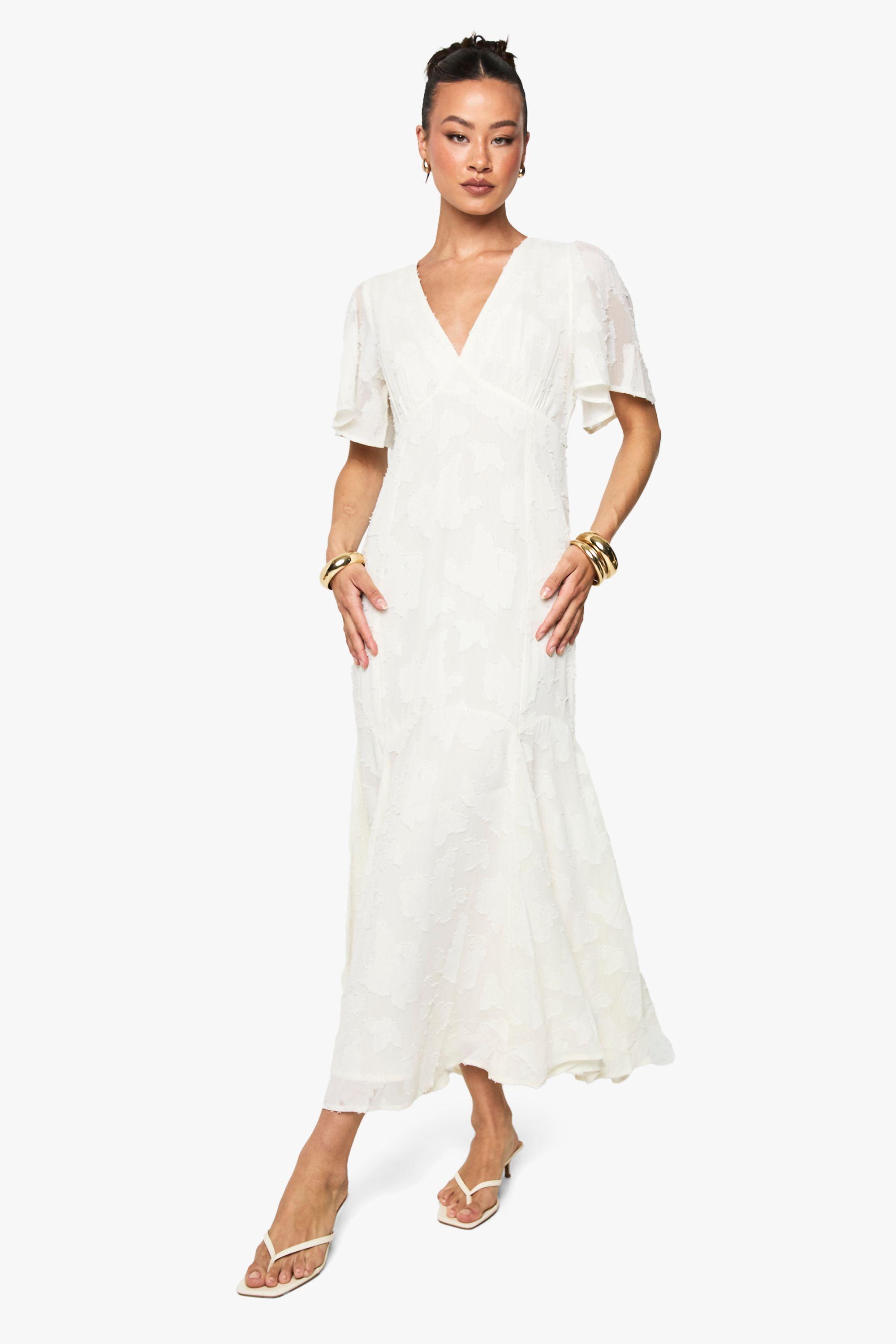 Tall Burnout Floral Angel Sleeve Midaxi Dress by BOOHOO