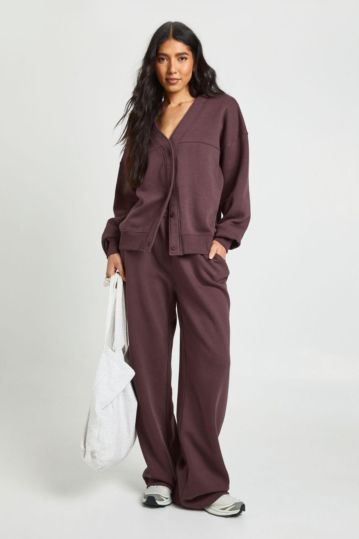 Tall Button Through Cardigan Sweatshirt And Straight Leg Jogger Tracksuit by BOOHOO