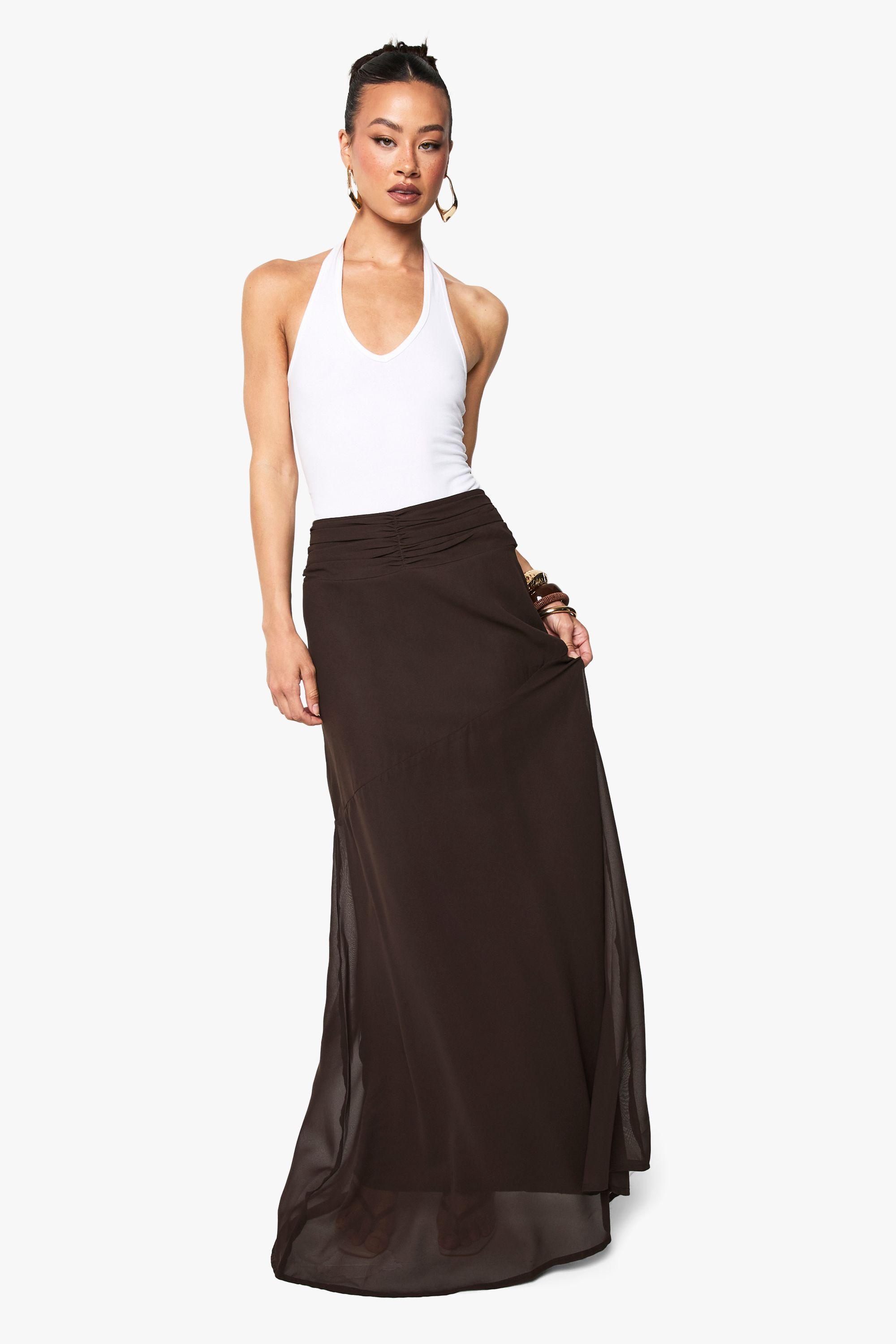 Tall Chiffon Puddle Hem Maxi Skirt by BOOHOO