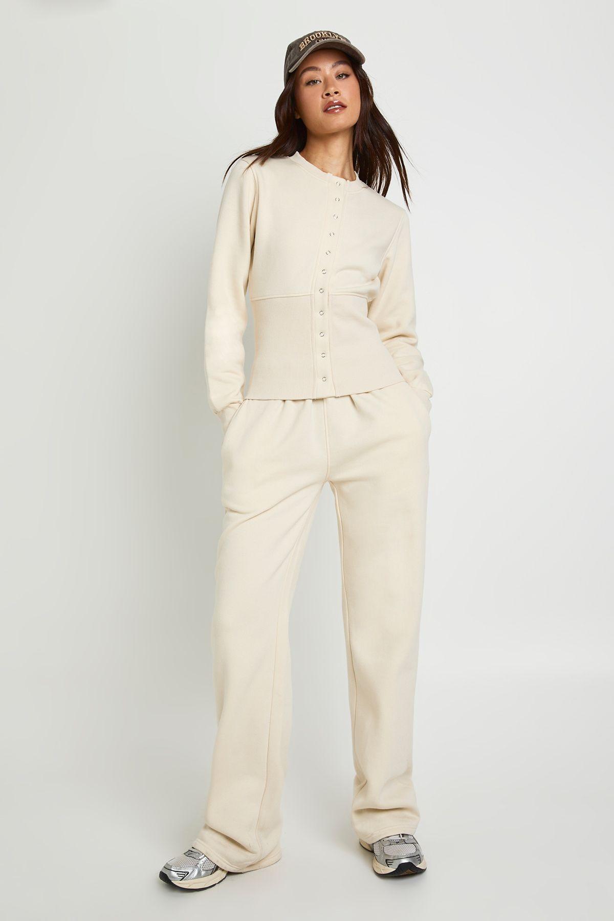Tall Deep Hem Popper Bomber Sweatshirt Tracksuit by BOOHOO