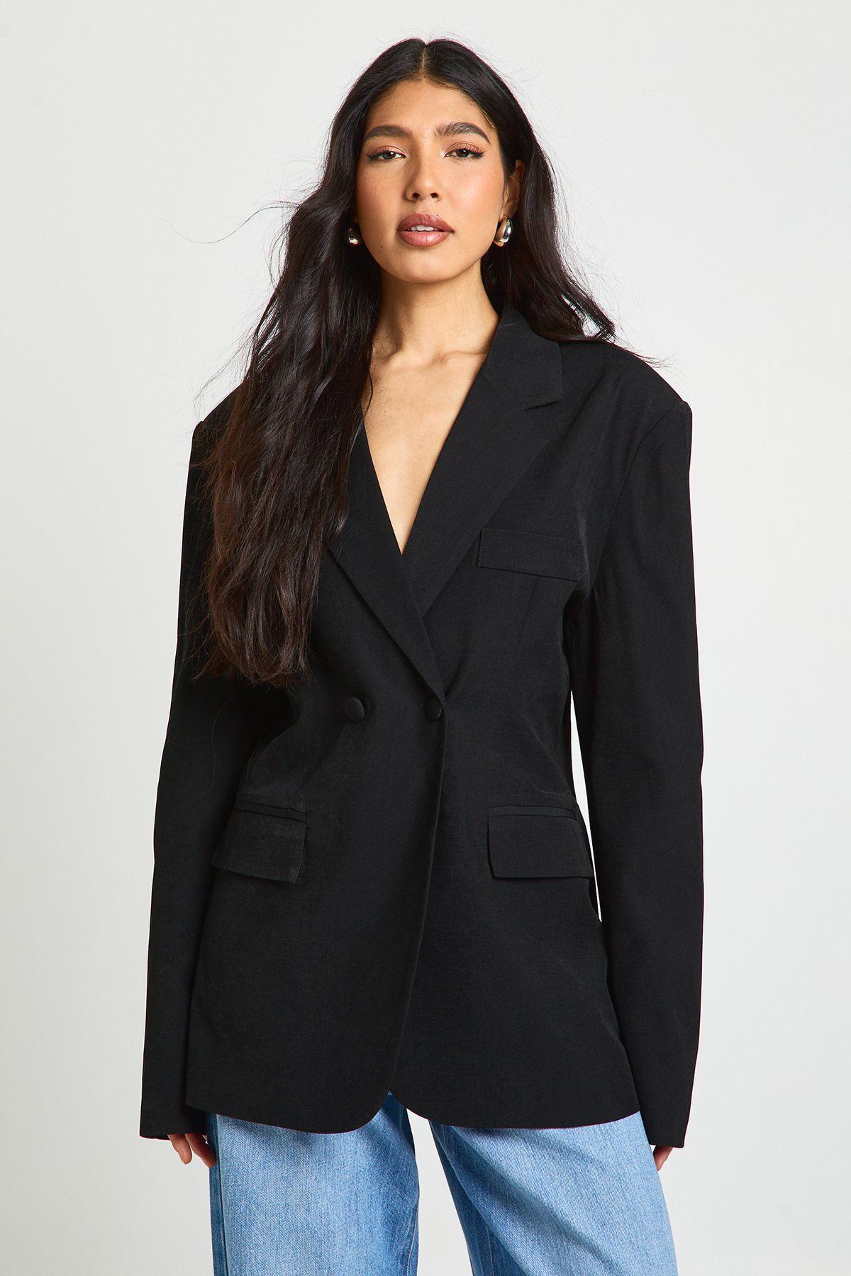 Tall Double Breasted Cinched Waist Tailored Blazer by BOOHOO