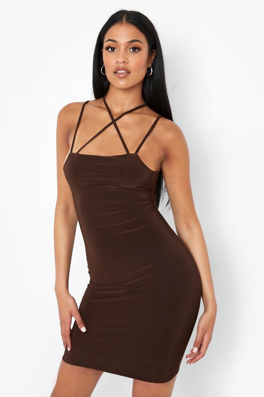 Tall Double Layer Slinky Bodycon Dress by BOOHOO
