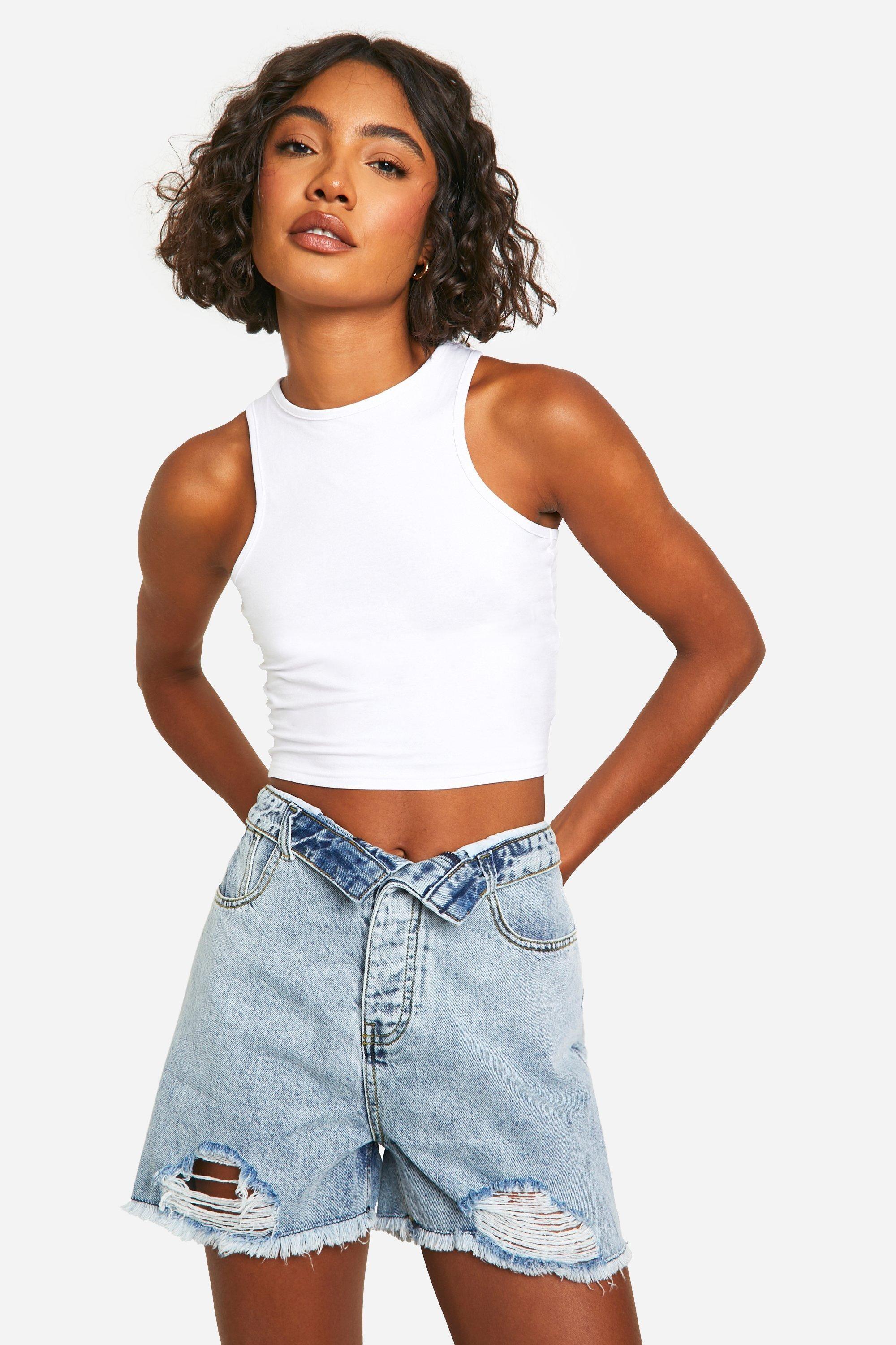 Tall Fold Over Waist Shorts by BOOHOO