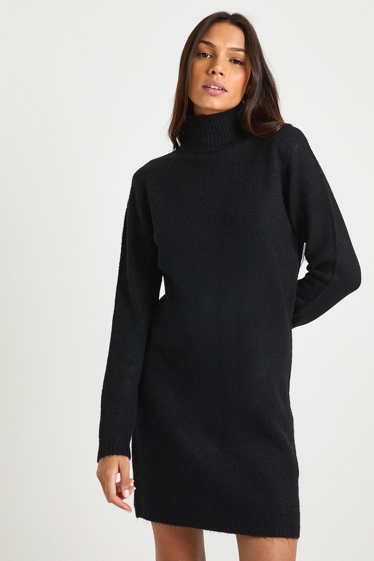 Tall High Neck Super Soft Knitted Mini Dress by BOOHOO