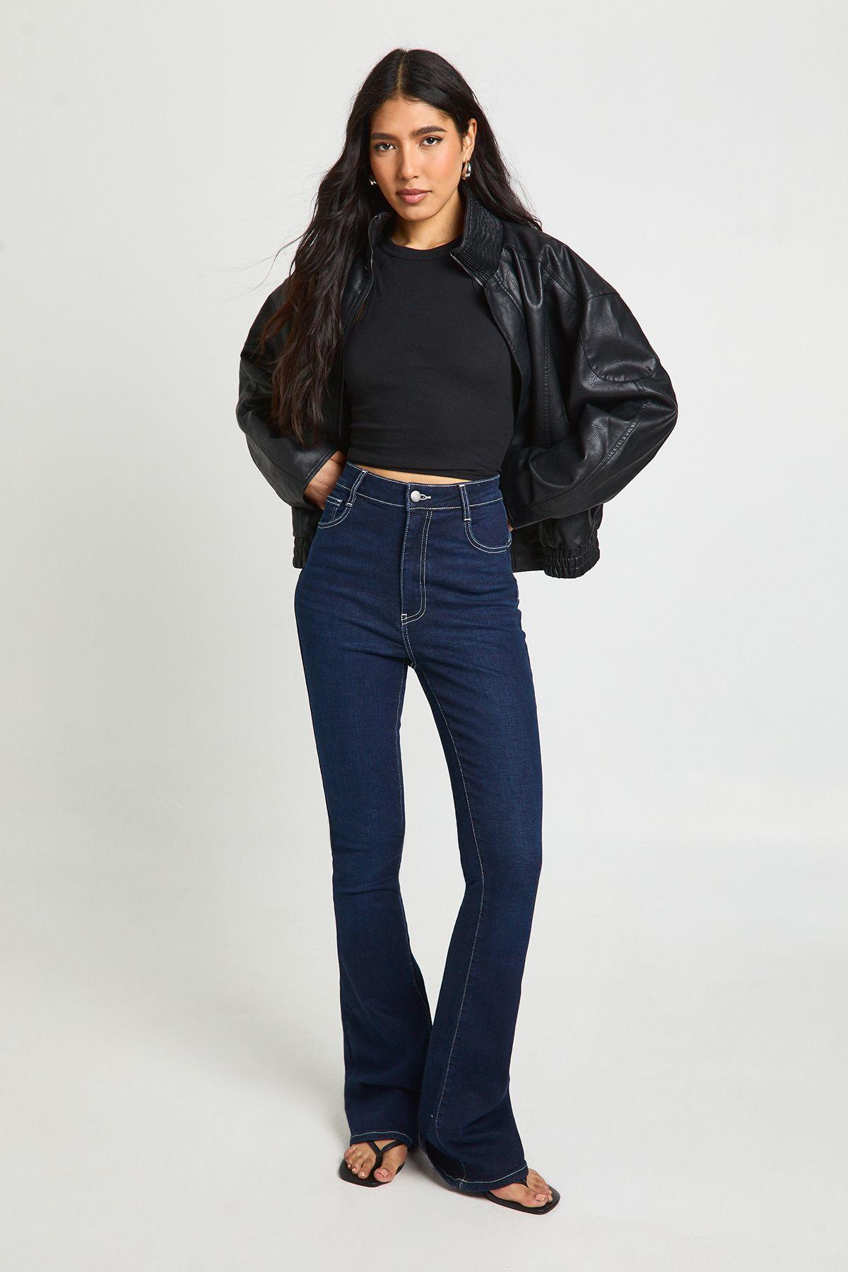 Tall High Waist Booty Lifting Flared Jean by BOOHOO