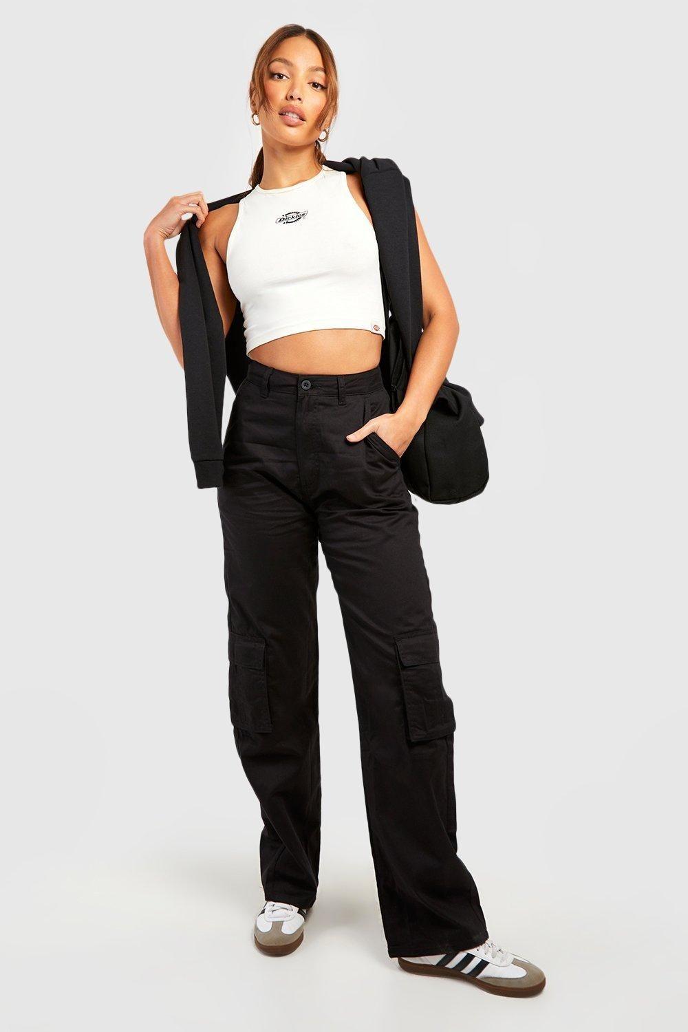 Tall High Waisted Twill Straight Leg Cargo Pants by BOOHOO