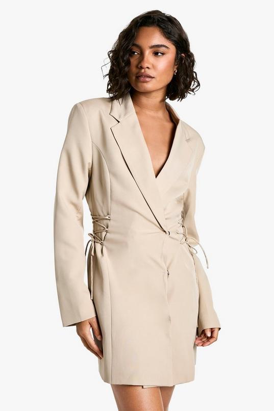 Tall Lace Up Side Blazer Dress by BOOHOO