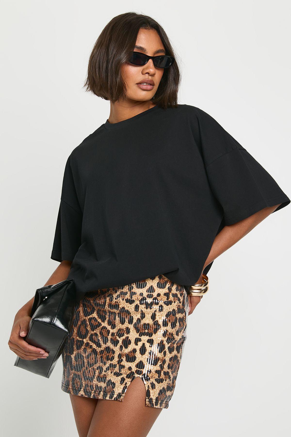 Tall Leopard Sequin Micro Mini Skirt by BOOHOO Tall Leopard Sequin Micro Mini Skirt by BOOHOO