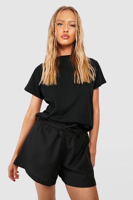 Tall Linen Look Flippy Shorts by BOOHOO