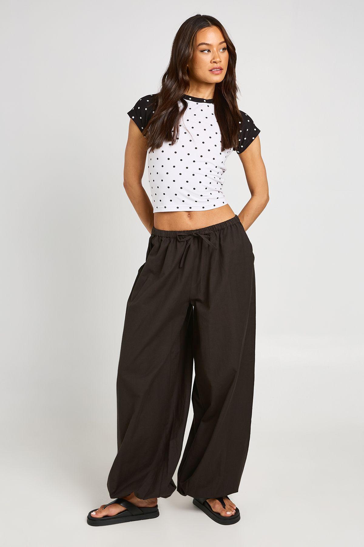 Tall Linen Look Tie Cuff Trousers by BOOHOO
