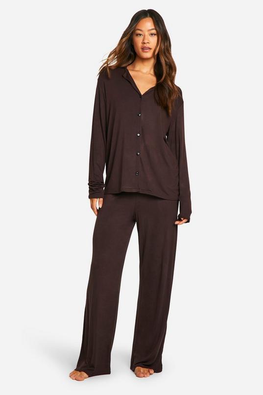 Tall Long Sleeve Shirt & Trousers Pyjama Set by BOOHOO