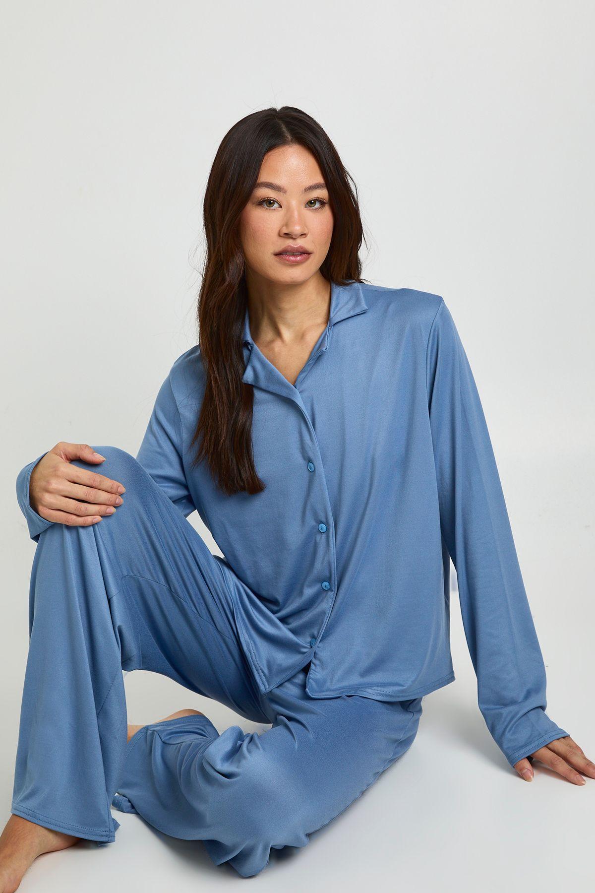 Tall Long Sleeve Shirt & Trousers Pyjama Set by BOOHOO