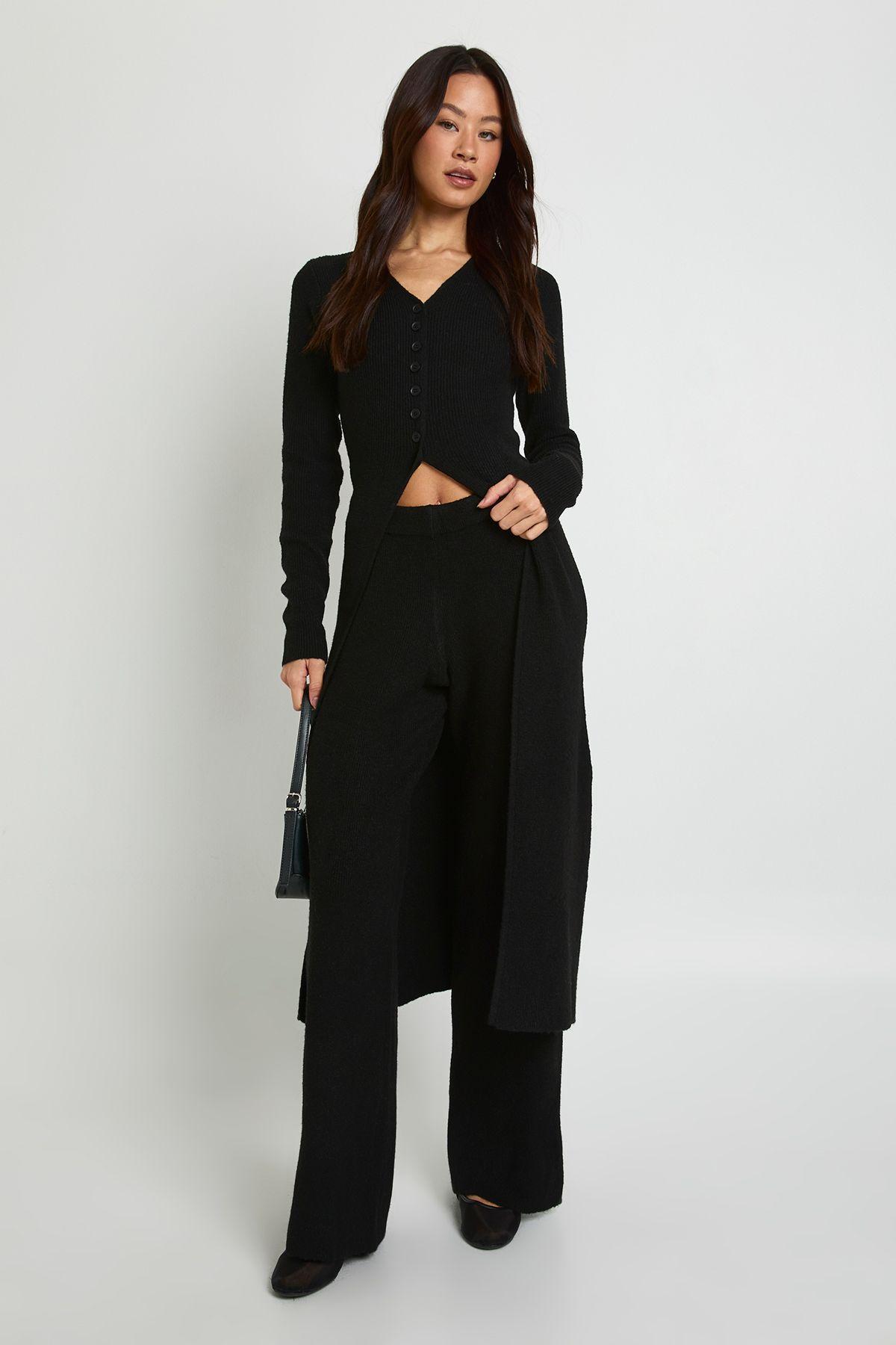Tall Longline Button Cardigan and Wide Leg Trouser Co-Ord by BOOHOO
