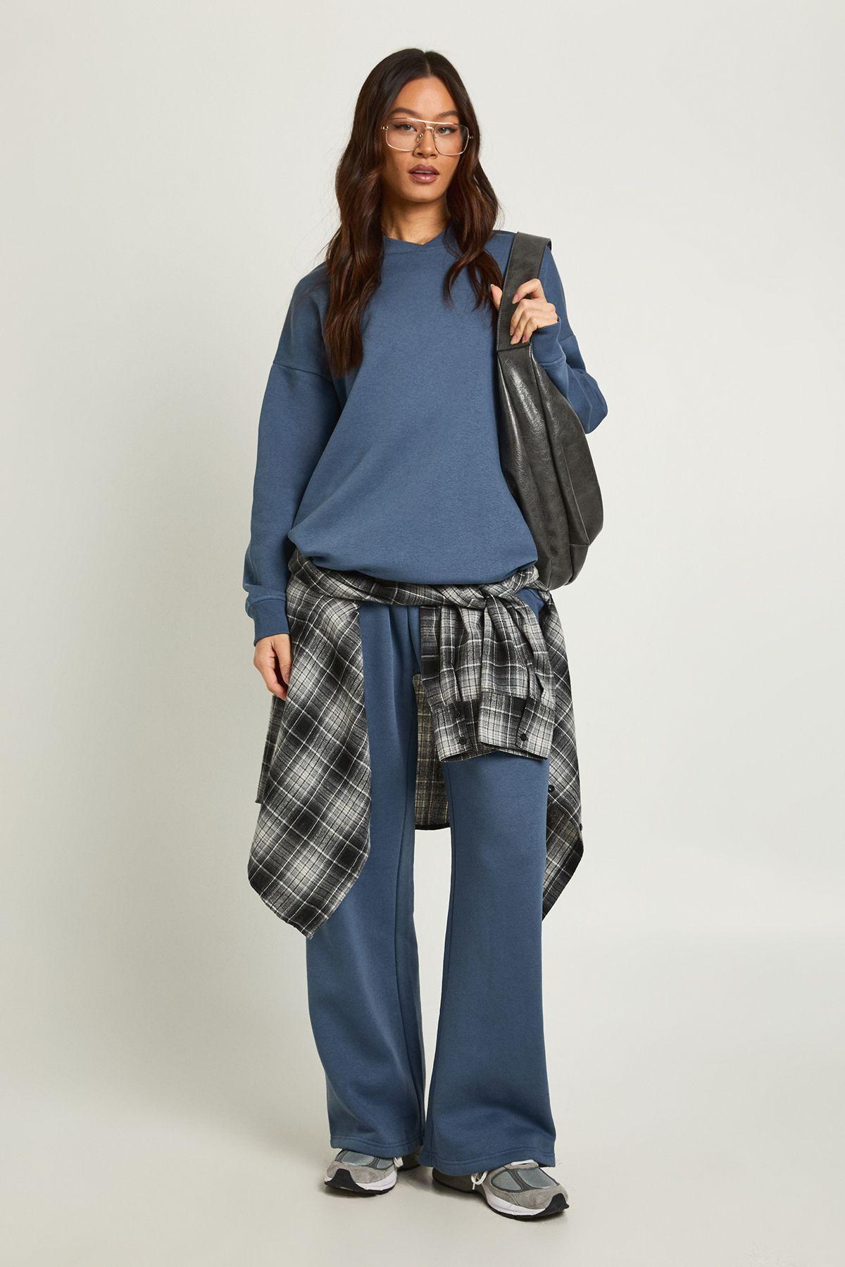 Tall Neck Detail Sweatshirt Wide Leg Tracksuit Tracksuit by BOOHOO