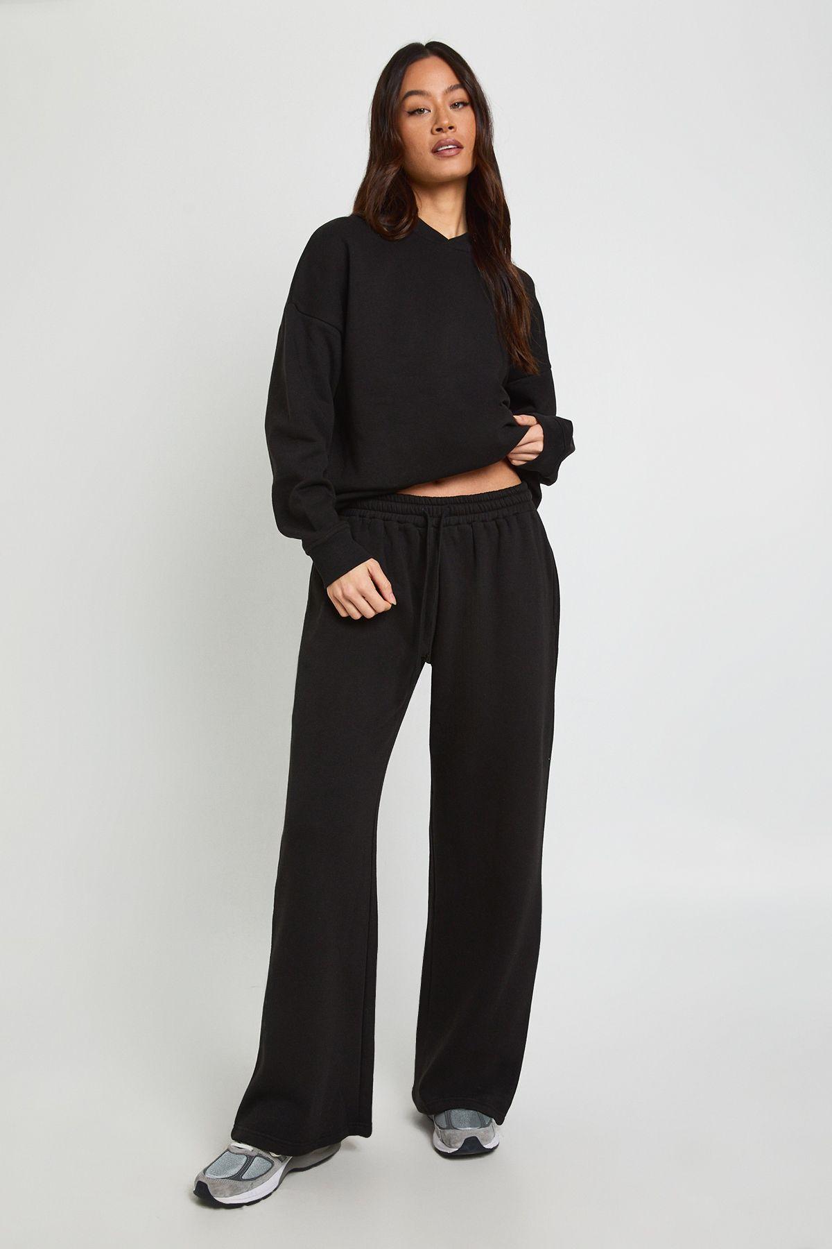 Tall Neck Detail Sweatshirt Wide Leg Tracksuit Tracksuit by BOOHOO