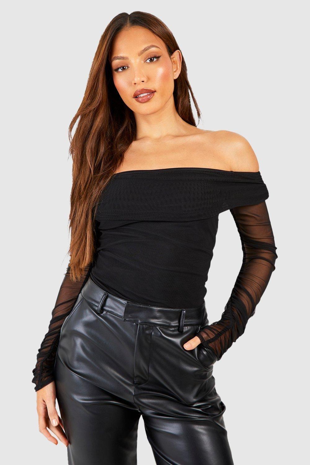 Tall Off The Shoulder Mesh Bodysuit by BOOHOO