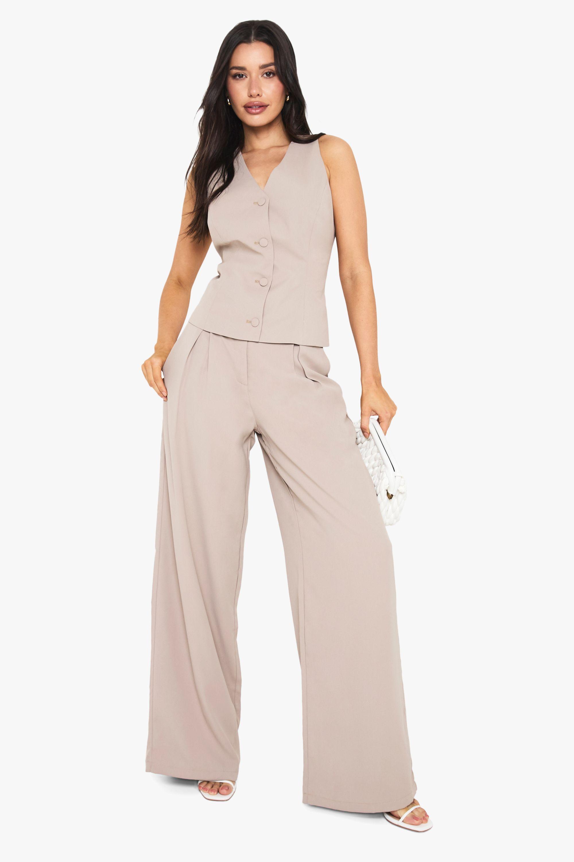 Tall Pleat Detail Wide Leg Tailored Trouser by BOOHOO