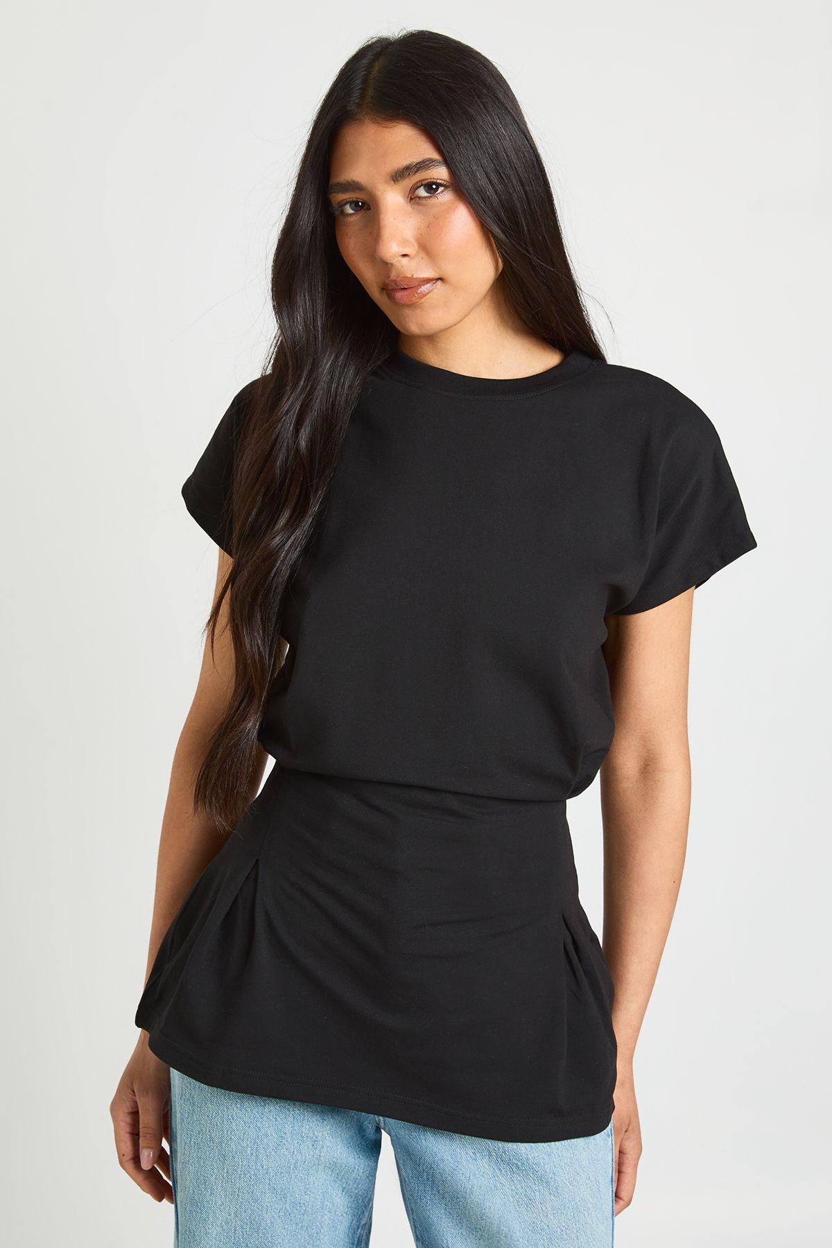 Tall Pleat Waist Peplum T-Shirt by BOOHOO