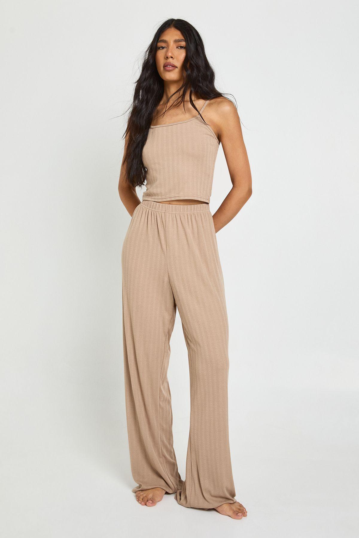 Tall Pointelle Cami and Wide Leg Trouser Pyjama Set by BOOHOO